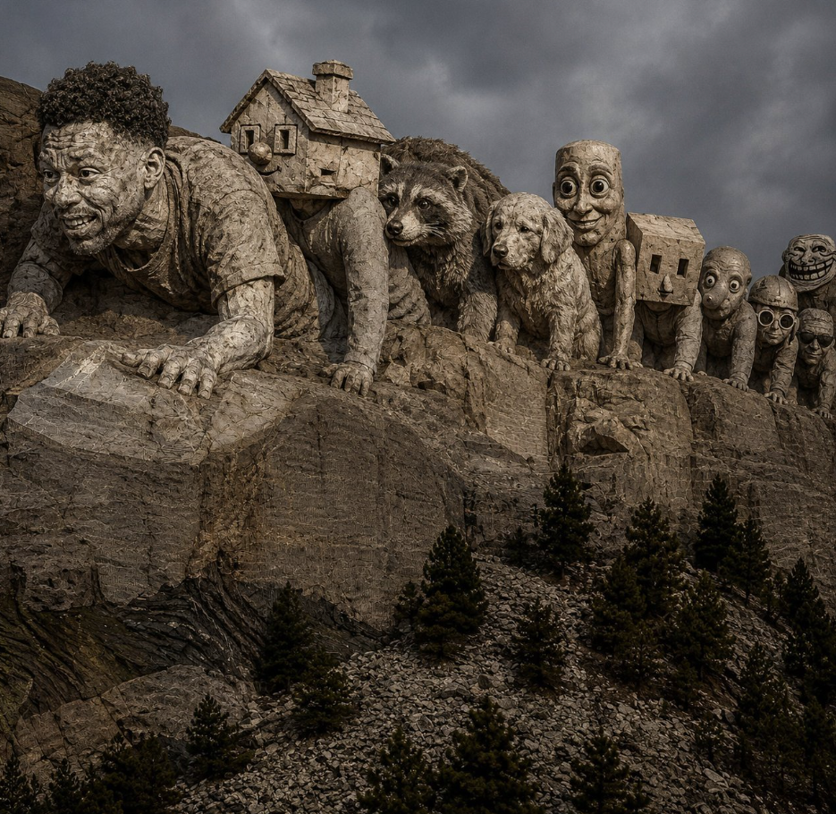 Memipede carved into a mountain